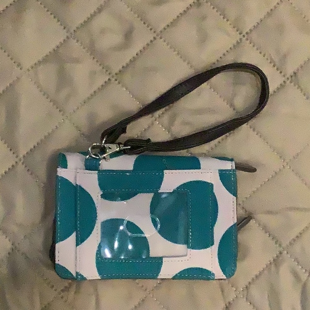 Teal and White Wristlet
